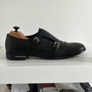 Prada Saffiano Monkstrap Black Dress Shoe Size 9